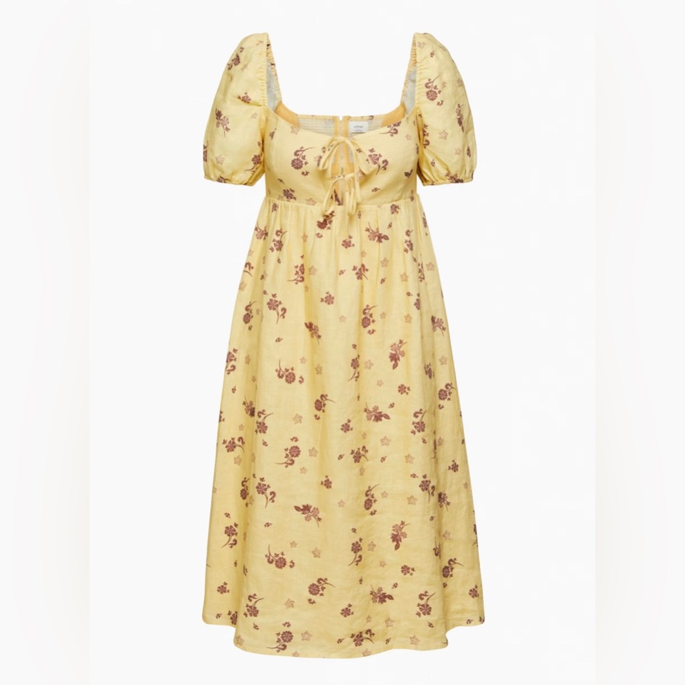 Aritzia Wilfred Rowena Linen Yellow Summer Vacation Boho Dress Cotagecore Sz 2 - Picture 6 of 13